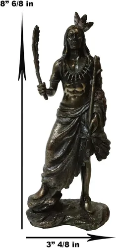 Vista 3 de Ebros - Figura decorativa de guerrero de águila india nativa americana con plumas y tubo ceremonial de la paz de 8.75 pulgadas de alto, estatua