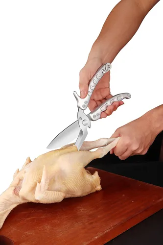 Vista 5 de Jasni Tijeras de cocina resistentes, tijeras para aves de corral con resorte, tijeras de chef de acero inoxidable para huesos, pollo, aves