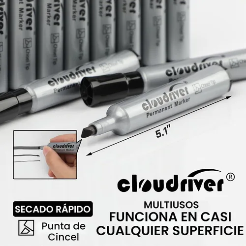 Vista 2 de cloudriver Marcadores permanentes de 96 unidades, juego de marcadores permanentes negros a granel, punta de cincel, marcadores a prueba de manchas