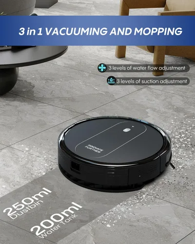 Vista 2 de Robot aspirador y trapeador 3 en 1, 4000 Pa, aspirador robot de succión fuerte, navegación inteligente, control Alexa/aplicación, cepillo central