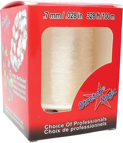 Vista 5 de Stretch Magic Cordón de cuentas y joyas, fuerte y elástico, fácil de anudar, color transparente, 0.028 in de diámetro, carrete de 328.1 ft