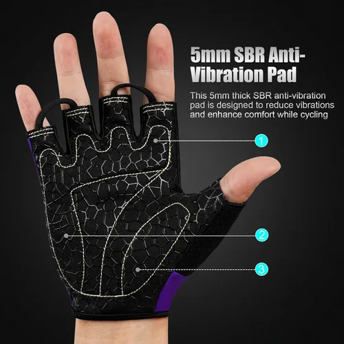 Vista 3 de Guantes de ciclismo para hombres y mujeres, guantes de ciclismo de medio dedo, guantes de entrenamiento adecuados para deportes al aire libre