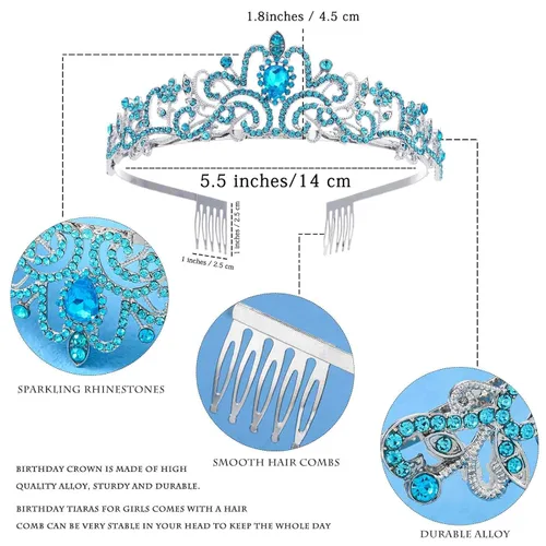 Vista 5 de Acenail Corona de cumpleaños para niña, banda de cumpleaños, tiara de cumpleaños para niñas, coronas de cumpleaños con diamantes de imitación