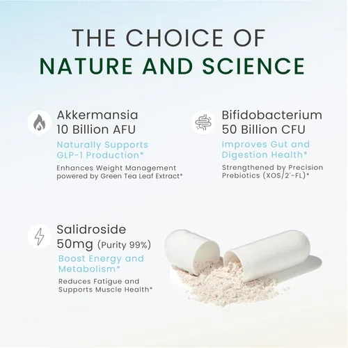 Vista 5 de 60 mil millones de Akkermansia Muciniphila con salidrosida, rodiola, bifidobacteria, apoya la producción de GLP-1 de forma natural, liberación