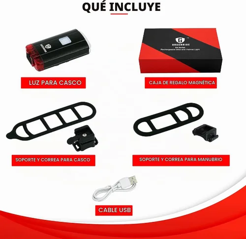 Vista 5 de Luz recargable para casco de bicicleta - Luz de bicicleta