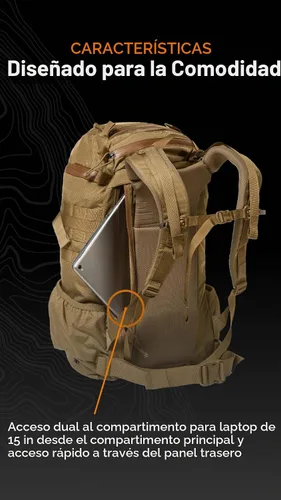 Vista 3 de Mystery Ranch Mochila de 2 días – Mochila táctica con fácil acceso y funda acolchada para computadora – Coyote, L/XL