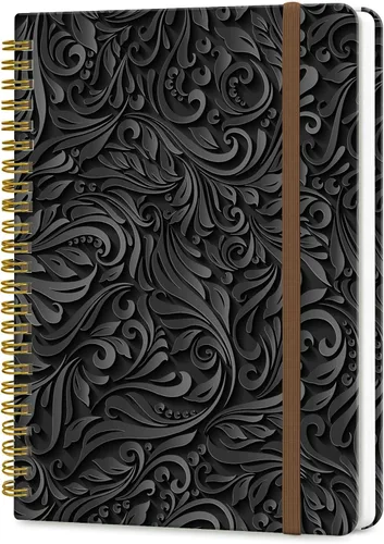 Vista 8 de Cuaderno de espiral A5, lindo cuaderno para mujeres y hombres, cuaderno de tapa dura con rayas universitarias para trabajo y toma de notas, 60