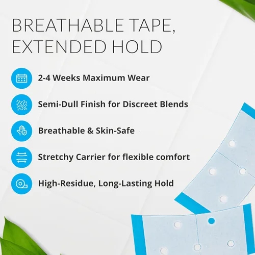 Vista 2 de Walker Tape Extenda-Bond Plus - Mini pestañas azules de 3/4 pulgadas x 1 1/2 pulgadas, cinta de peluca transpirable de doble cara para sistemas