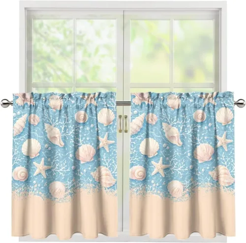 Vista 82 de God Bssing You Tier Curtains for July 4Th 2026 27.5x24 2 Panels Light Filtering Half Window Rod Pocket for Kitchen/Bathroom