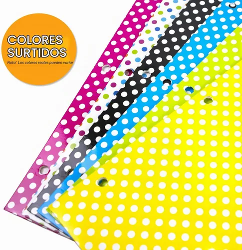Vista 2 de BAZIC Products Carpeta de papel de lunares con 2 bolsillos, juego de 6