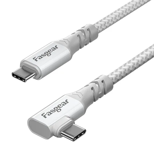 Vista 8 de Fasgear Cable USB C a tipo C 3.2 Gen 2x2 de 3 pies, carga de 20 Gbps 100 W, cable USB-C trenzado de video 4K de 90 grados, compatible con MacBook