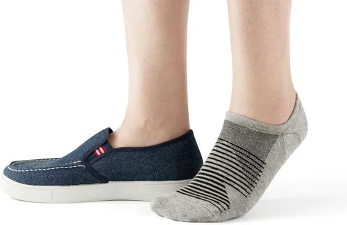 Vista 3 de Calcetines invisibles para hombre y mujer, corte bajo con agarre antideslizante, calcetines invisibles para zapatos Oxford, talla 7-12, 5 pares
