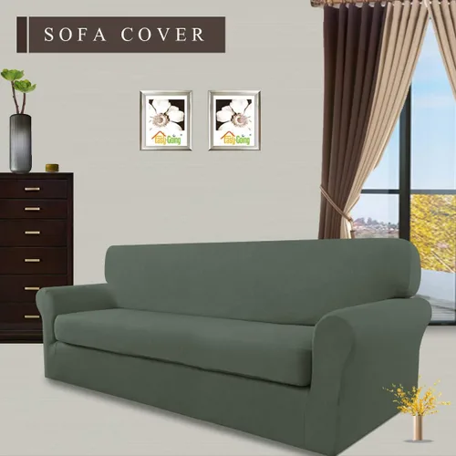 Vista 2 de Easy-Going Funda de Sofá Elástica de Microfibra de 2 Piezas – Cubierta de Sofá Suave Ajustada de Spandex, Protector de Muebles Lavable con Parte