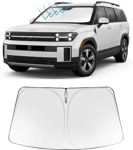 Vista 292 de Proadsy Parasol para parabrisas Rivian R1S 2022-2025 2026 de 4 capas plegable, protector de parasol frontal que bloquea los rayos UV, mantiene