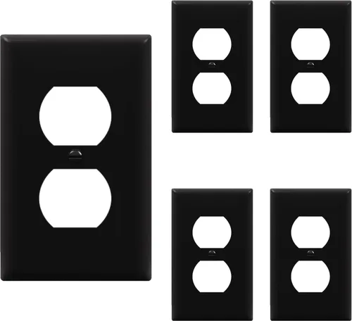 Vista 54 de ENERLITES Placa de pared dúplex para tomacorriente para receptáculos, cubierta de toma de corriente eléctrica jumbo, acabado brillante, de gran Negro