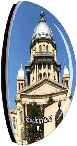 Vista 2 de Springfield Illinois State Capitol USA Magnet Travel Souvenir 3D Crystal Glass Collection Gift Refrigerator Sticker