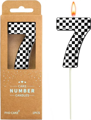 Vista 13 de PHD CAKE Velas de cumpleaños de carreras con número 1 de 7 cm, velas con temática de carreras geniales, velas de número para pastel, celebración