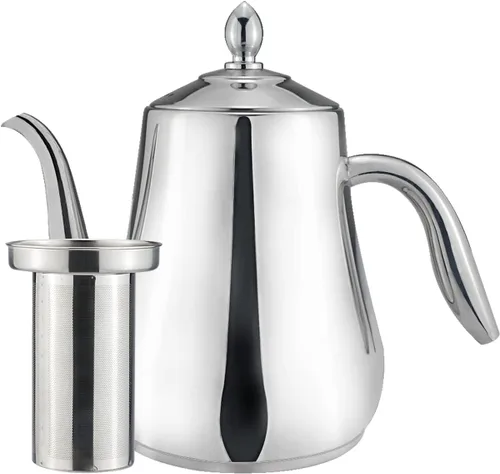 Vista 2 de SANQIAHOME Tetera de acero inoxidable con colador, tetera con infusor extraíble o filtro para hojas sueltas y bolsas de té, jarra de agua fría