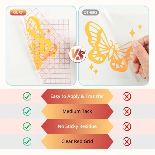 Vista 3 de YRYM HT Cinta de transferencia para vinilo, rollo de 9.5 pulgadas x 20 pies Compatible con Cricut Joy Xtra, fácil transferencia para proyectos