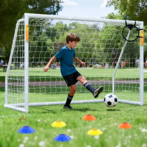 Vista 10 de NAIZEA Portería de fútbol – Portería de fútbol de 12 x 6/10 x 6/8 x 6/6 x 4 pies para patio trasero, portería de fútbol portátil y resistente a