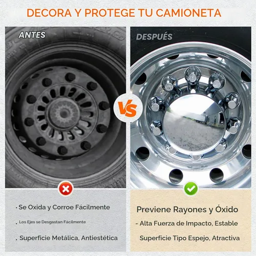 Vista 5 de Youxmoto Cubierta de eje delantero estándar con tapa de rueda cromada de 33 mm para camión semi, plástico ABS cromado, ajuste universal, paquete de 2