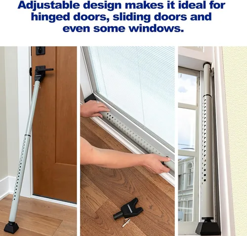 Vista 5 de BRINKS Barra de seguridad para puerta – Barra de seguridad de puerta ajustable para viajes, escuela, dormitorio y hogar – Jammer puerta para puertas