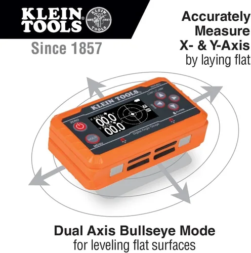 Vista 2 de Klein Tools 935DAGL Buscador de Ángulos de Nivel Digital con Ángulos Programables, Mide 0-90 y 0-180 Grados o Rangos de Ojo de Buey de Doble Eje