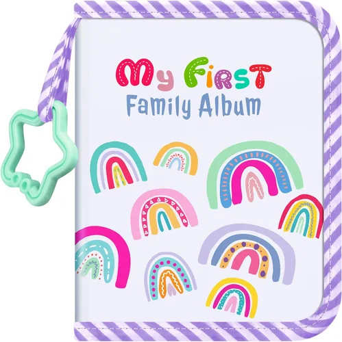 Vista 8 de Fintie Álbum de fotos de bebé 4x6 pulgadas, libro de álbum de fotos de mi primera familia con 18 fotos, cubierta de tela suave y gancho para regalos