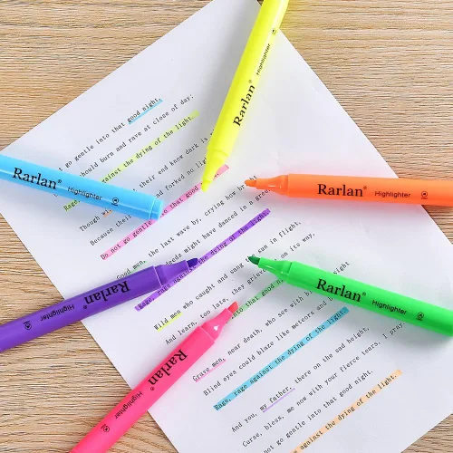 Vista 3 de Rarlan Resaltadores, punta de cincel, fluorescente surtido, paquete a granel de 72 unidades Highlighters Assorted Colors for Classroom & Office