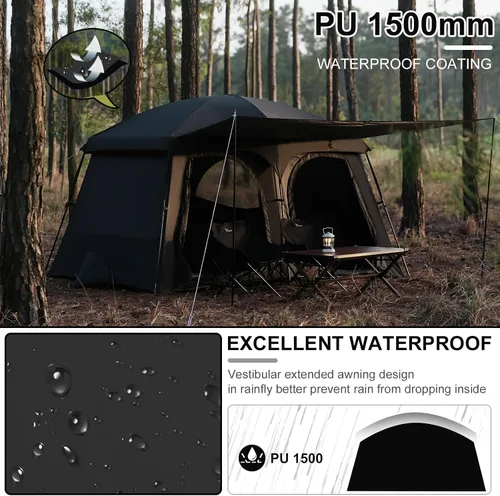 Vista 2 de Vidalido Tiendas de campaña, tienda de 6-8 personas para acampar con vestíbulo extendido, tiendas familiares de 2 habitaciones resistentes al clima