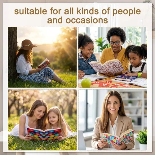 Vista 7 de Teling Paquete de 9 fundas elásticas para libros, fundas de tela jumbo para libros de texto de tapa dura, reutilizables, lavables, suministros
