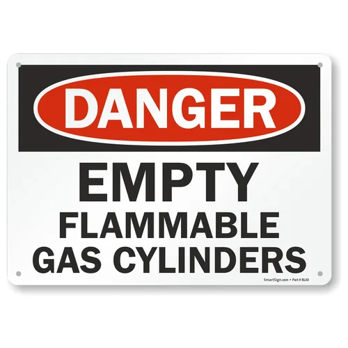 Vista 3 de SmartSign "Danger - Cilindros de gas inflamables vacíos" etiqueta 5" x 7" 3M grado de ingeniería reflectante