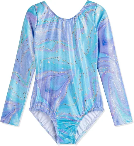 Vista 137 de HOZIY - Leotardos de manga larga para niñas, de gimnasia, para niños pequeños, trajes florales de unicornio, galaxia, arco iris, patrón de rayas