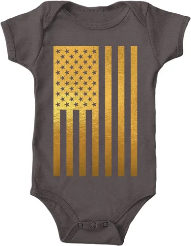 Vista 17 de Tcombo Bandera americana negra envejecida - Body de Estados Unidos Negro - Lámina dorada