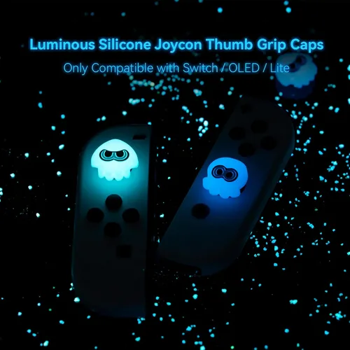 Vista 2 de Joycon Thumb Grip Caps Compatible with Splatoon Nintendo Switch, Soft Silicone Joystick Cover for Nintendo SwitchOLEDLite Controller, 4PCS - Squid &