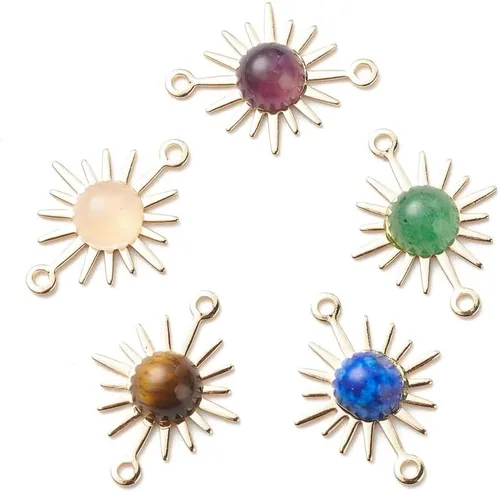 Vista 26 de Ipotkitt 100 dijes de chakras de piedra teñida de dolomita natural de colores mixtos para hacer joyas, collares, aretes
