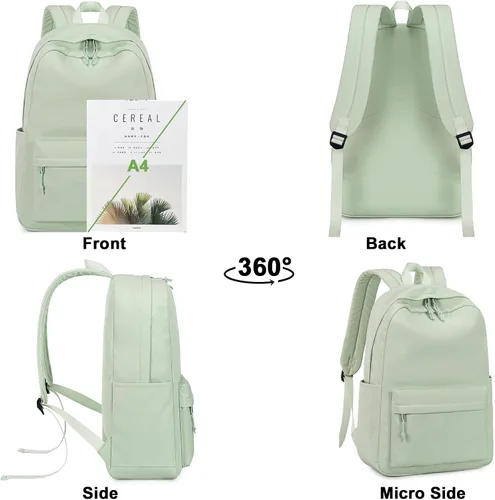 Vista 4 de Bluboon Mochila para la escuela, mochila para niños, adolescentes y niñas, mochila para computadora portátil, regalos para mujeres, Verde