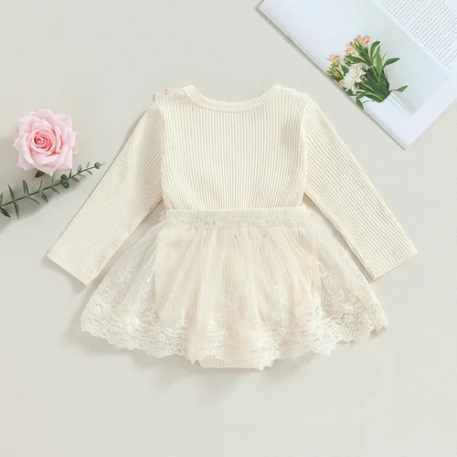 Vista 8 de Mameluco para bebé recién nacido, manga larga, con volantes, vestido floral 3D, ropa de otoño