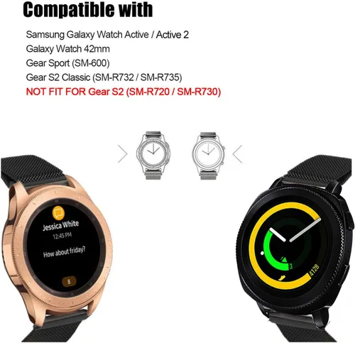 Vista 2 de Correa compatible con Galaxy Watch 4/4 Classic / 5/5 Pro / 6/6 classic / 3 1.614 in / Galaxy Watch 1.654 in / Active 2, correa de repuesto de malla