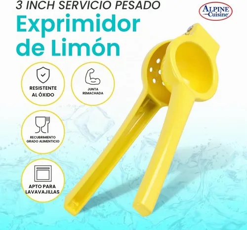 Vista 3 de Alpine Cuisine Exprimidor de limón resistente de 2.95 pulgadas – Exprimidor manual de cítricos de aluminio, prensa manual de cítricos, prensa