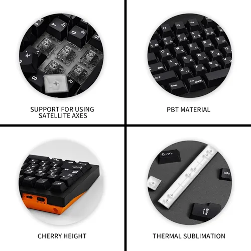 Vista 3 de Teclas japonesas negras de PBT, teclas de teclado de estilo Negro Japonés
