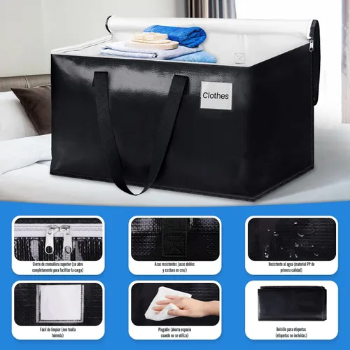 Vista 4 de Bolsas de mudanza resistentes, bolsas de almacenamiento extra grandes, 76L