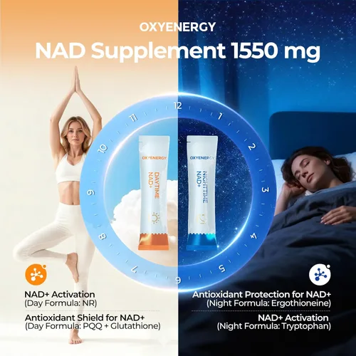 Vista 5 de OxyEnergy Suplemento NAD Anti-Envejecimiento y Renovación Celular, 28 paquetes y Complejo Triple Magnesio, Glicinato de Magnesio 300mg 90 Cápsulas