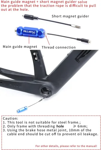 Vista 6 de Kit de herramientas de enrutamiento de cables internos para bicicleta compatible con carcasa de cable de 0.157-0.217 in, manguera hidráulica