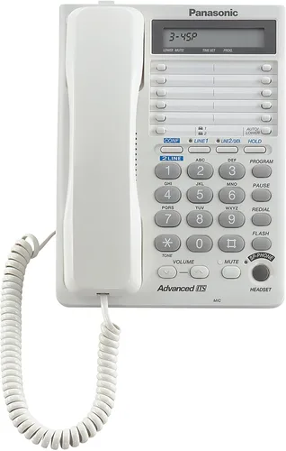Vista 2 de Panasonic KX-TS208W sistema de teléfono integrado, 2 líneas, color blanco