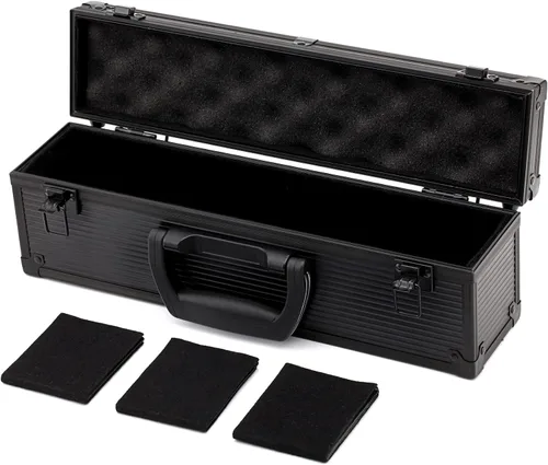 Vista 2 de Estuche de almacenamiento de metal negro para TCG, caja de cubierta, MTG, magia, FaB, Yugioh, tarjetas de intercambio, toploader, EDH, Commander