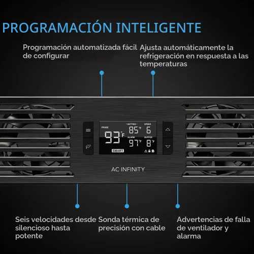 Vista 3 de AC Infinity CLOUDPLATE T7, panel de ventilador de montaje en rack 2U, flujo de aire de escape, para refrigeración AV, cine en casa, racks de red