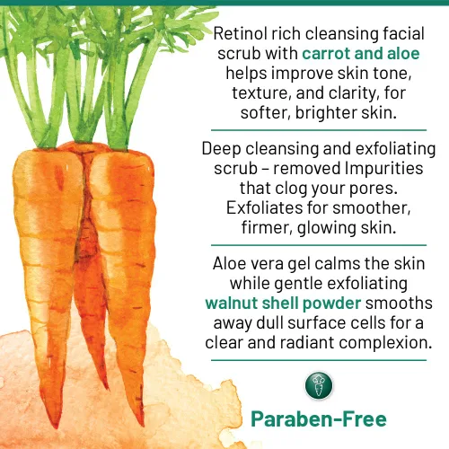 Vista 4 de 40 Carrots Exfoliante facial de limpieza facial de aloe de zanahoria, ayuda a mejorar el tono y la textura de la piel, consigue una piel más suave