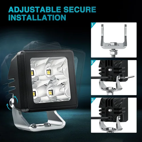 Vista 8 de Nilight - Juego de 2 focos LED para motocicleta de 2 pulgadas y 20 W, haz focalizado cuadrado, luz de trabajo mini para conducción, incorporada EMC