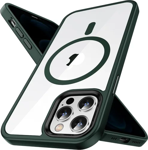 Vista 8 de Funda magnética para iPhone 12 Pro Max [protección militar contra caídas] [compatible con MagSafe], antihuellas, a prueba de golpes, translúcida